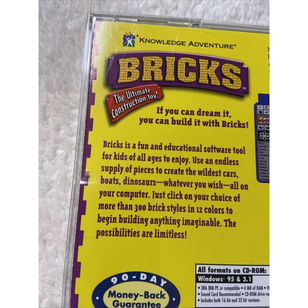 Bricks by Knowledge Adventure Vintage Windows Mac PC CD ROM Ages 6-12 Build